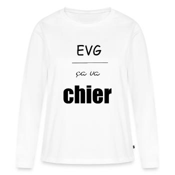 EVG ca va chier - T-shirt manches longues Premium bio Femme - blanc - Devant - Julia (174cm)