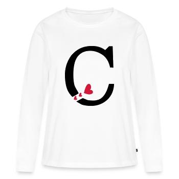 Capital lettre C avec des coeurs - T-shirt manches longues Premium bio Femme - blanc - Devant - Julia (174cm)