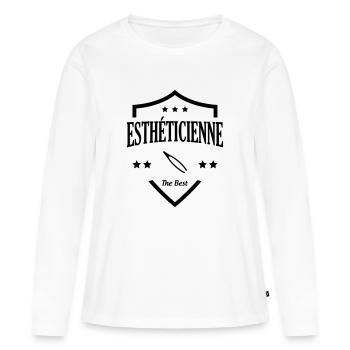 Esthéticienne / Esthétique / Beauté / Esthétique - T-shirt manches longues Premium bio Femme - blanc - Devant - Julia (174cm)