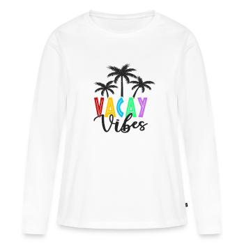 Vacay Vibes - T-shirt manches longues Premium bio Femme - blanc - Devant - Julia (174cm)