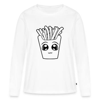 visage mignon mignon petit dessin animé dessin ani - T-shirt manches longues Premium bio Femme - blanc - Devant - Julia (174cm)