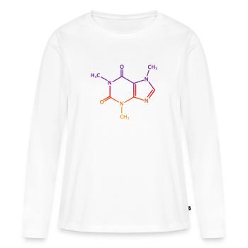 Molécule de caféine - T-shirt manches longues Premium bio Femme - blanc - Devant - Julia (174cm)