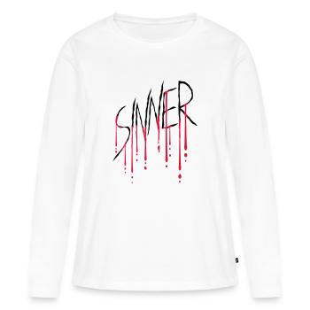 Égratignure de la plaie Sinner - T-shirt manches longues Premium bio Femme - blanc - Devant - Julia (174cm)