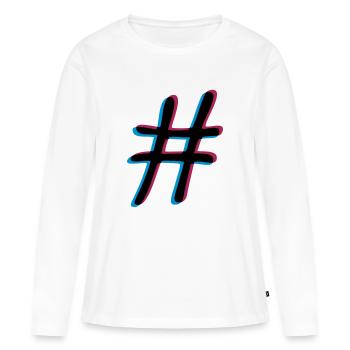 Hashtag effet 3D - T-shirt manches longues Premium bio Femme - blanc - Devant - Julia (174cm)