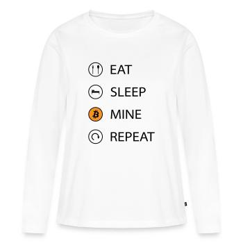 Eat sleep mine repeat cryptocurrency t-shirt - Women's Premium Organic Long Sleeve Shirt - white - Front - Julia (174cm)
