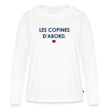 Les copines d'abord - Cœur - T-shirt manches longues Premium bio Femme - blanc - Devant - Julia (174cm)