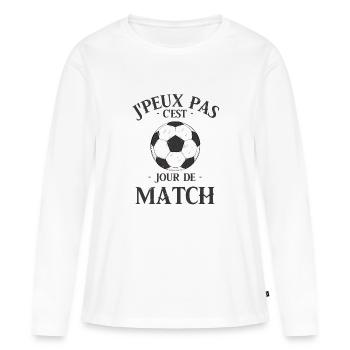 Jour de match de foot - T-shirt manches longues Premium bio Femme - blanc - Devant - Julia (174cm)
