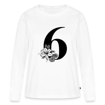 Numéro 6 - T-shirt manches longues Premium bio Femme - blanc - Devant - Julia (174cm)