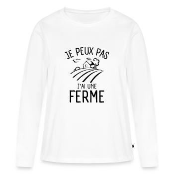fermier ferme fermière 2 - T-shirt manches longues Premium bio Femme - blanc - Devant - Julia (174cm)