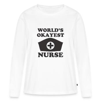 INFIRMIÈRE LA PLUS CORRECTE DU MONDE 1 - T-shirt manches longues Premium bio Femme - blanc - Devant - Julia (174cm)