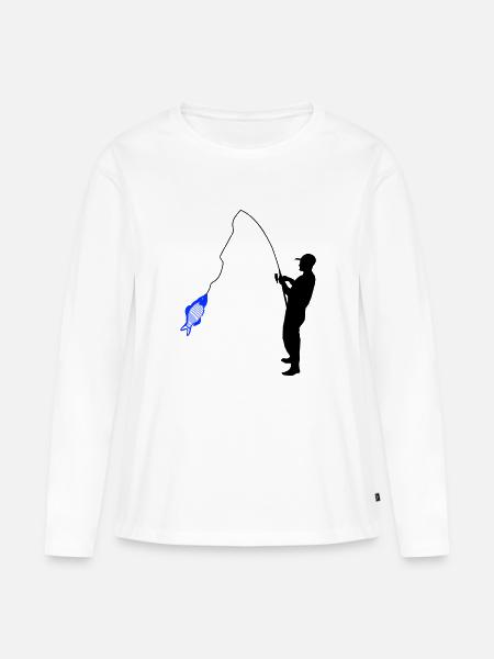 Angler - Frauen Premium Bio Langarmshirt - Weiß