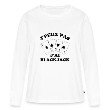 Je peux pas j ai BLACKJACK 2 - T-shirt manches longues Premium bio Femme - blanc - Devant - Julia (174cm)