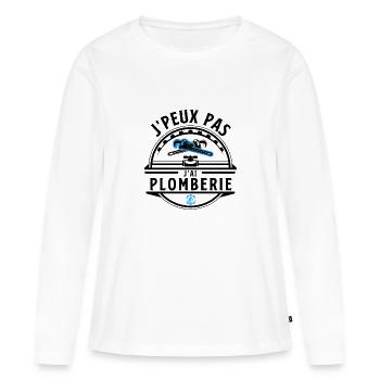 Plomberie - T-shirt manches longues Premium bio Femme - blanc - Devant - Julia (174cm)