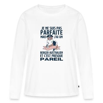 Border collie - T-shirt manches longues Premium bio Femme - blanc - Devant - Julia (174cm)