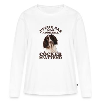 Mon adorable chien cocker - T-shirt manches longues Premium bio Femme - blanc - Devant - Julia (174cm)