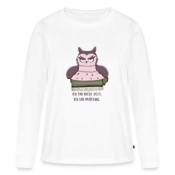 Eule -ich bin nicht fett, ich bin plüschig! - Frauen Premium Bio Langarmshirt - Weiß - Vorne - Julia (174cm)