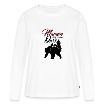 Maman ours fête des mères - T-shirt manches longues Premium bio Femme - blanc - Devant - Julia (174cm)