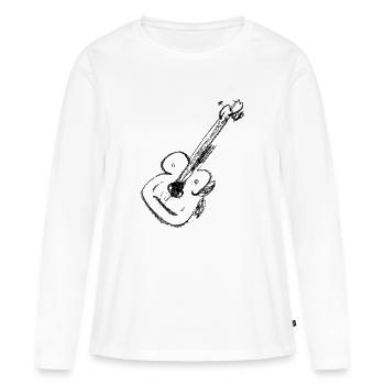 Gitarre - Kreide Zeichnung - Frauen Premium Bio Langarmshirt - Weiß - Vorne - Julia (174cm)
