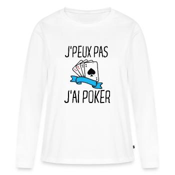 Poker jeu de cartes - T-shirt manches longues Premium bio Femme - blanc - Devant - Julia (174cm)