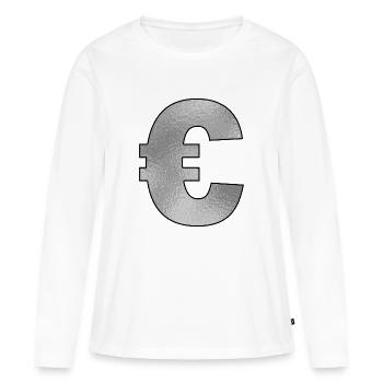 Euro Sign Silver - Women's Premium Organic Long Sleeve Shirt - white - Front - Julia (174cm)