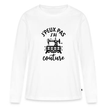 Humour couturière couture - T-shirt manches longues Premium bio Femme - blanc - Devant - Julia (174cm)