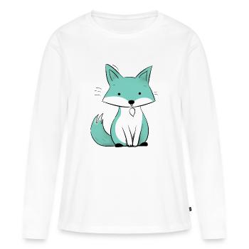 Zozo le petit renard - T-shirt manches longues Premium bio Femme - blanc - Devant - Julia (174cm)