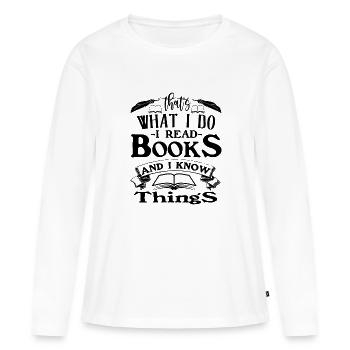 reading read books - Women's Premium Organic Long Sleeve Shirt - white - Front - Julia (174cm)