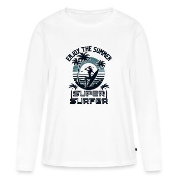 ENJOY THE SUMMER SURFER GIRL - Women's Premium Organic Long Sleeve Shirt - white - Front - Julia (174cm)