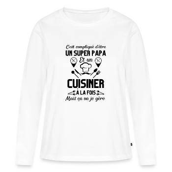 Super papa cuisinier - T-shirt manches longues Premium bio Femme - blanc - Devant - Julia (174cm)
