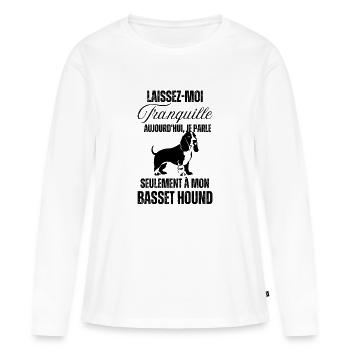 Chien doux basset hound - T-shirt manches longues Premium bio Femme - blanc - Devant - Julia (174cm)