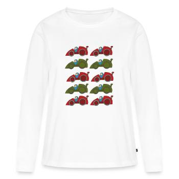 Course automobile 3 - T-shirt manches longues Premium bio Femme - blanc - Devant - Julia (174cm)