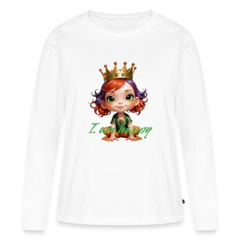 Dessin animé mignon - T-shirt manches longues Premium bio Femme - blanc - Devant - Julia (174cm)