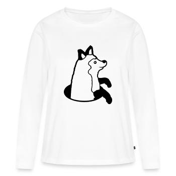 Renard Peeps Drôle Hors Du Trou De Sol Heureux Cool - T-shirt manches longues Premium bio Femme - blanc - Devant - Julia (174cm)