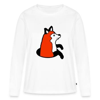 Renard Peeps Drôle Hors Du Trou De Sol Heureux Cool - T-shirt manches longues Premium bio Femme - blanc - Devant - Julia (174cm)