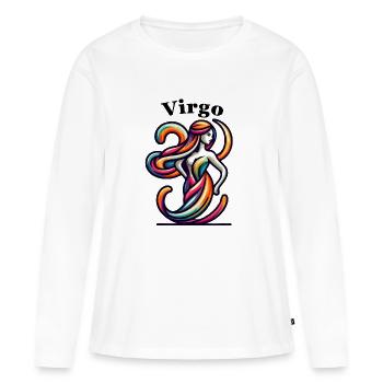 Vierge Vierge coloré - T-shirt manches longues Premium bio Femme - blanc - Devant - Julia (174cm)