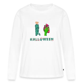 Halloween Zombie Untoter Leiche Kreatur Tot Kostüm - Frauen Premium Bio Langarmshirt - Weiß - Vorne - Julia (174cm)