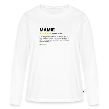 Avis client Mamie - T-shirt manches longues Premium bio Femme - blanc - Devant - Julia (174cm)