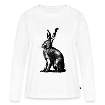 Lièvre d’Europe / lapin - T-shirt manches longues Premium bio Femme - blanc - Devant - Julia (174cm)