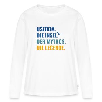 Usedom. Die Insel. Der Mythos. Die Legende Ostsee - Frauen Premium Bio Langarmshirt - Weiß - Vorne - Julia (174cm)