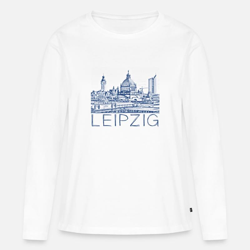 Kulizeichnung Leipzig - Frauen Premium Bio Langarmshirt - Weiß