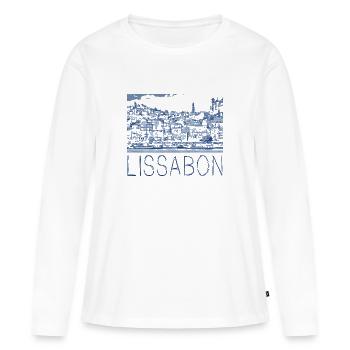 Federzeichnung Lissabon - Frauen Premium Bio Langarmshirt - Weiß - Vorne - Julia (174cm)
