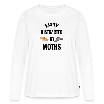 Distrait par les amoureux des mites, les amoureux des insectes - T-shirt manches longues Premium bio Femme - blanc - Devant - Julia (174cm)