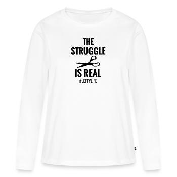 Gifts for Left-handed | Left-handed Lefty - Women's Premium Organic Long Sleeve Shirt - white - Front - Julia (174cm)