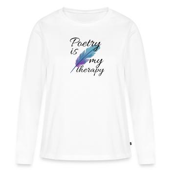 Cadeau de poésie | Amateurs de poésie Poème Poèt - T-shirt manches longues Premium bio Femme - blanc - Devant - Julia (174cm)