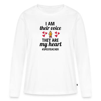 Enseignants de l’enseignement spécial Enseignement spécial - T-shirt manches longues Premium bio Femme - blanc - Devant - Julia (174cm)