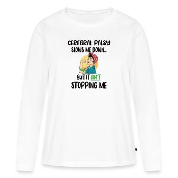 Infani rie paralysés CP Combattants Cerebralparese - T-shirt manches longues Premium bio Femme - blanc - Devant - Julia (174cm)