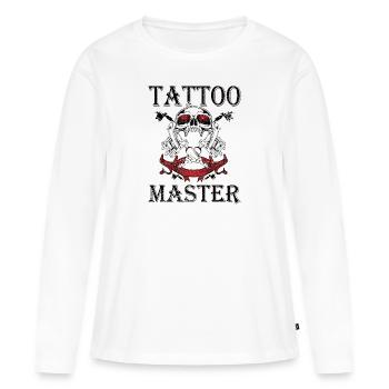 Tatoueur Tatoueur Tatoué Tatoué Tatoué - T-shirt manches longues Premium bio Femme - blanc - Devant - Julia (174cm)