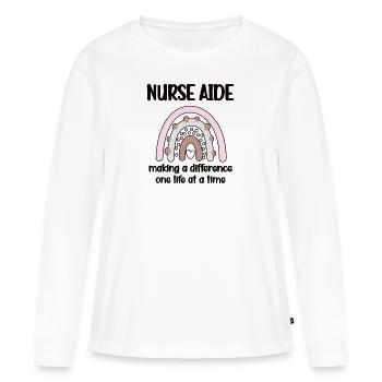 Infirmière infirmière infirmière - T-shirt manches longues Premium bio Femme - blanc - Devant - Julia (174cm)
