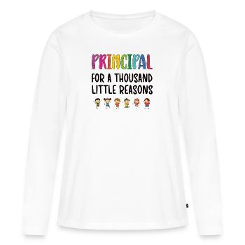 Directeur de l’école Directeur Directeur De l’école Directeur - T-shirt manches longues Premium bio Femme - blanc - Devant - Julia (174cm)