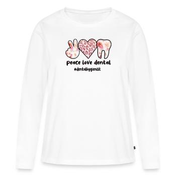 Hygiéniste dentaire Hygiéniste dentaire Hygiène buccale - T-shirt manches longues Premium bio Femme - blanc - Devant - Julia (174cm)